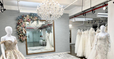 Beautiful interior image of the new Manhattan bridal boutique, Lotus Bridal. 