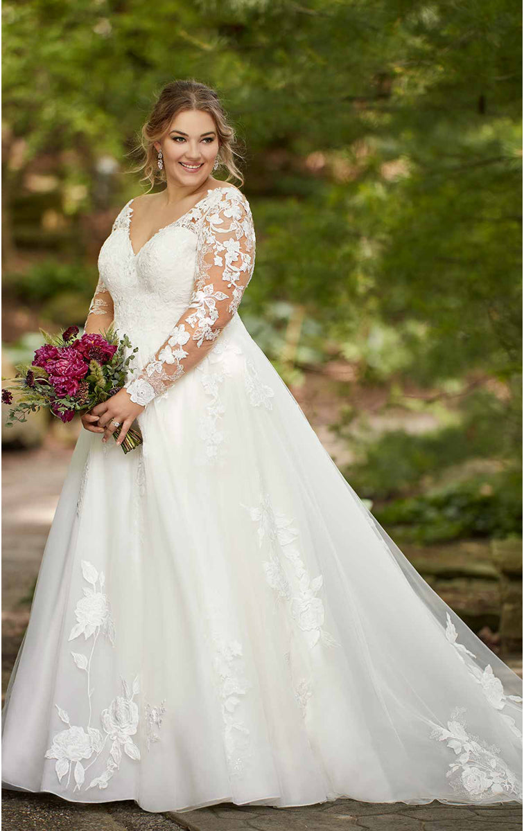 Essense Of Australia Floral Wedding Dresses Plus Size Feminine 3D