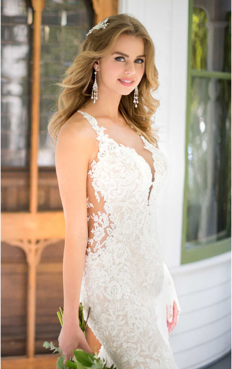 wedding dresses with low cut front White Casual Wedding Dress A-Line Square Neck Long Sleeves Backless Applique Cut-Outs Split Front Long Bridal Gowns Dbrbridal